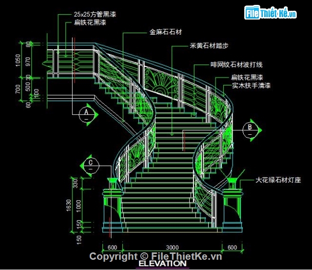 cầu thang đẹp,cầu thang,Bản vẽ autocad